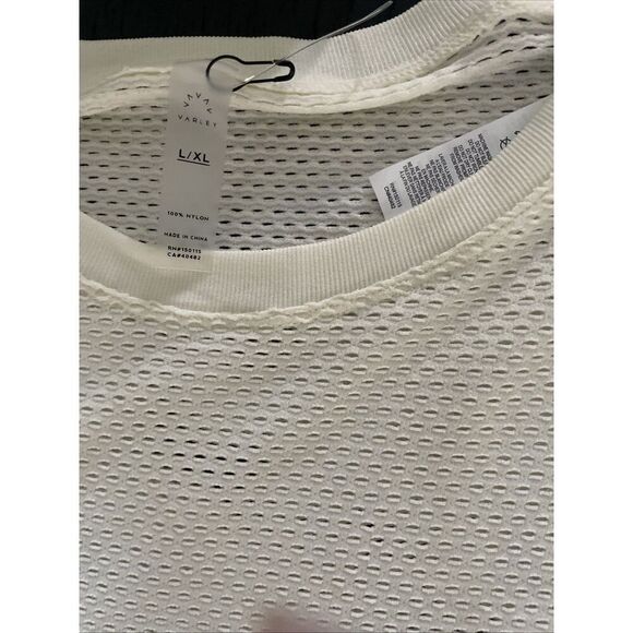 Varley Shirt Womens L/XL Butter Paden Mesh Laser Cut Cropped Short Sleeve Tee - Picture 5 of 6